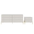 Manhattan Comfort Jasper Double Wide Dresser and Nightstand Set in Off White 2-652153